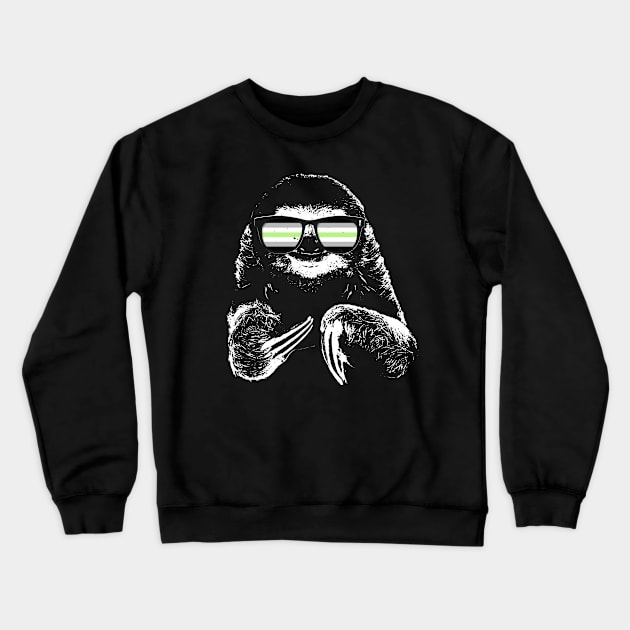 Pride Sloth Agender Flag Sunglasses Crewneck Sweatshirt by wheedesign